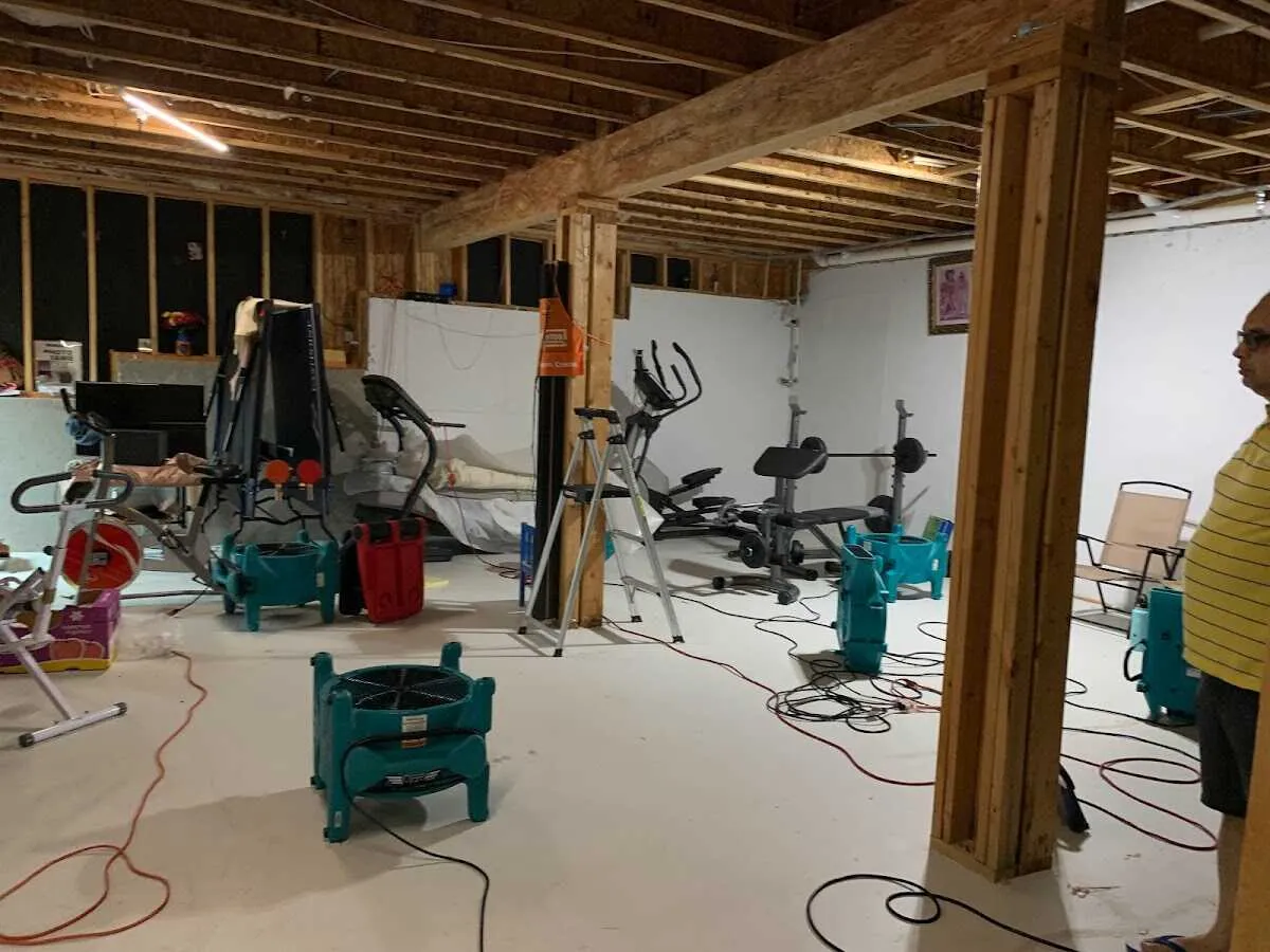 Basement drying equipment setup for Structural Drying in Tinley Park